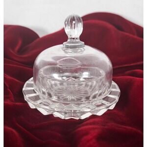 Mikasa Salina Crystal Covered Butter Dish QQ231/360 Clear Cut Glass Dome Lid
